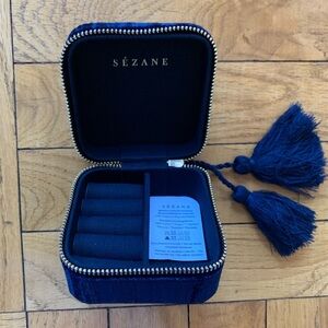 NWOT Sézane Navy Jewelry Box with Tassels